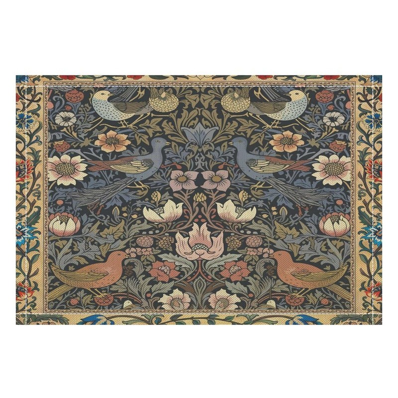 William Morris Bird Placemats Retro Bird Elegant Animal Pattern Linen