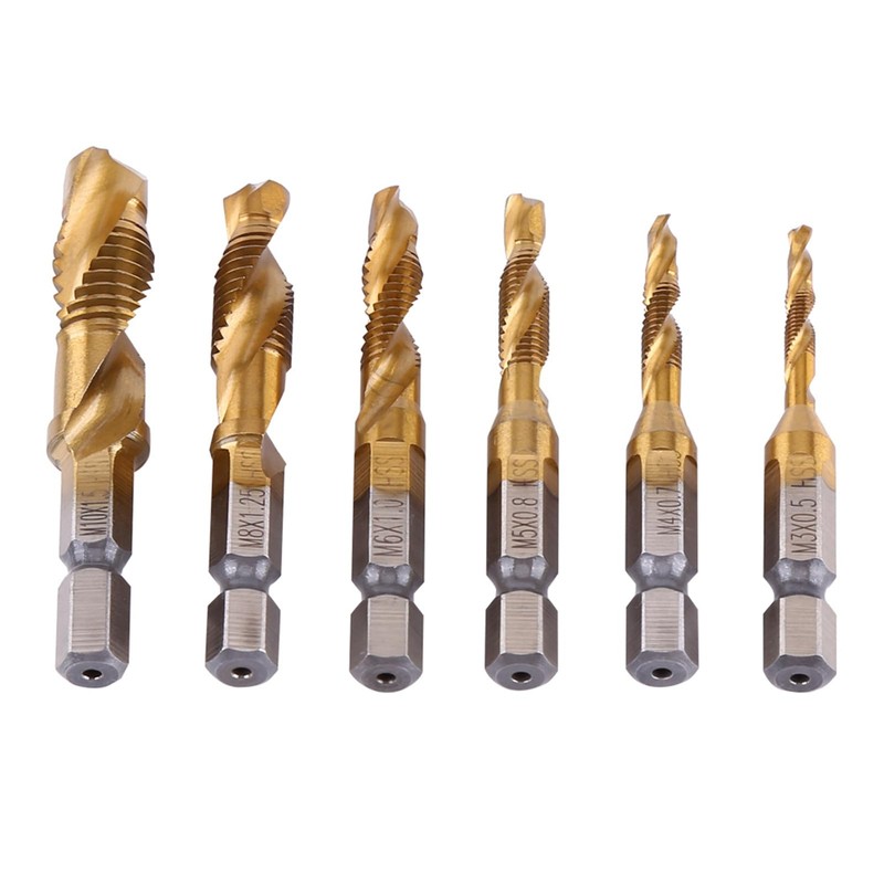 6pcs HSS Countersink Tap Drill Bit Set Metric Thread Tap