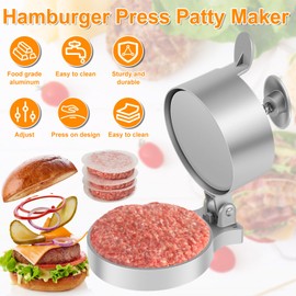 Eummy Burger Maker with 100 Wax Paper Adjustable Nonstick Hamburger Press Patty Maker with Handle Burger Mold Hamburger Press Reusable Food Grade Burger Press for Burgers Crab Cakes