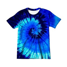 Harycnct Little Kids Blue Tie Dye Shirt Boys' Girls' Hippies Senior Tie-Dye Tee Tshirt Size 5