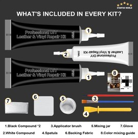 STARTSO WORLD Black Leather Repair Kit, Vinyl Repair kit for Car Interiors, Furniture, Couches, Car Seat, Sofa, Jacket and Purse, Restores Faux, Artificial, Genuine Pleather