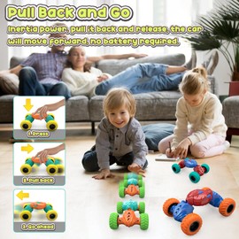 PANAMALAR Pull Back Cars, 4PCS Inertia Toy Cars for Kids, Push and Go Cars Friction Powered Off-Road Vehicles Monster Truck Toys for 3 4 5 6 7 Years Old Kids Boys Girls Christmas Birthday Gift