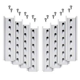 8 Pieces DIN Rail Slotted Steel Zinc Plated RoHS 6" Long 35mm Wide 7.5mm High with 16 Number 10 Stainless Steel Screws