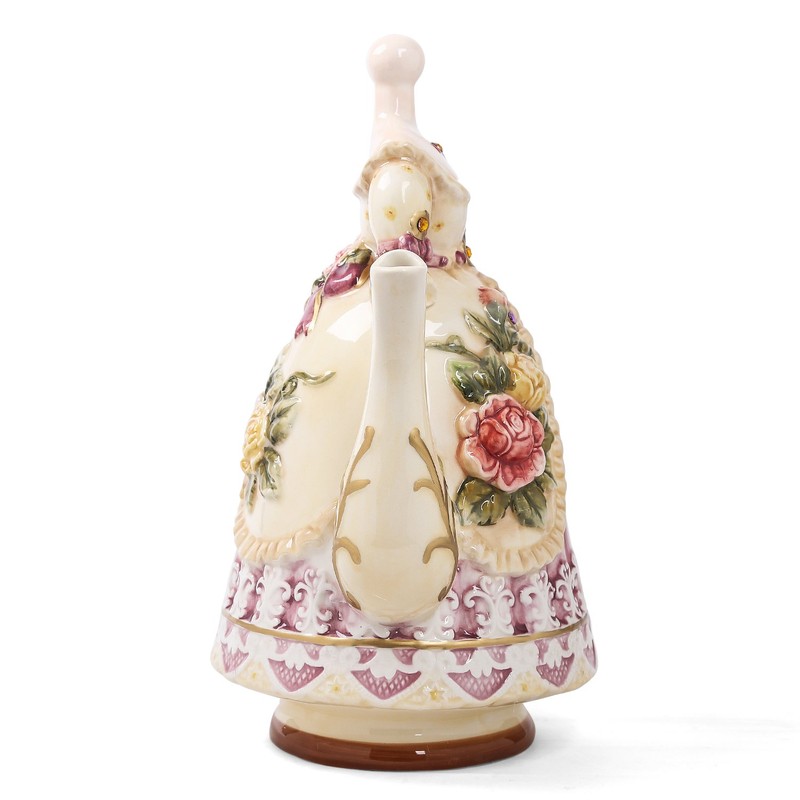 FORLONG Large Ceramic Teapot and Coffee Pot with Lid, 3D