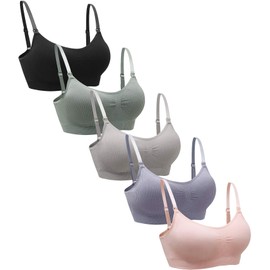 Suekaphin 5PACK Nursing Bra Wireless Bra Women's Sleeping Maternity Bra Breastfeeding Bra,X-Large Plus,Sort Rib-A