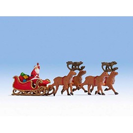 NOCH® Babbo Natale con slitta, set di statuette natalizie colorate a mano per modelli H0