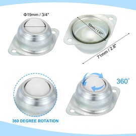 PATIKIL 3/4" Roller Ball Transfer Bearing, 8 Pcs Nylon Round Ball Transfer Unit Carbon Steel Casters for Conveyor Roller Stand Transmission Furniture with Screw