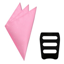 Mantieqingway Pocket Squares for Men, 8.66 Inches Polka Dots Mens Handkerchiefs with Pocket Square Holder for Suit, Daily (Pink)
