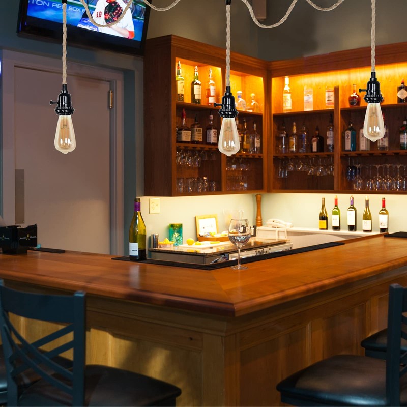 ALAISLYC 3 Plug-in Pendant Lights Kit - Hemp Rope Cord
