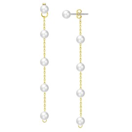 Long Pearl Earrings, Pearl Earrings, Long Pearl Earrings, Pearl Earrings for Women and Girls Gifts, Plastic, No Gemstone