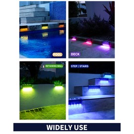 SHONELIGHTING Solar Pool Lights, Color Changing Waterproof Step Lights for Outside, Heavy Duty Stainless-Steel Retaining Wall Light, Ultra-Thin & Anti-Trip 2-Way LEDs for Deck, Stairs, (RGB-W, 2Pack)