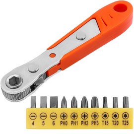 Eyech 11 in1 Mini Ratchet Wrench,Right Angle Magnetic Screwdriver 1/4" Drive Torque 90 Degree Offset Reversible Ratcheting Screwdriver Wrench for Tight Areas,36-Tooth