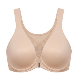 DELIMIRA Women's Front Closure Bras Posture Full Coverage Plus Size Underwire Unlined Back Support Plunge Seamless Bra B-H Beige 34D