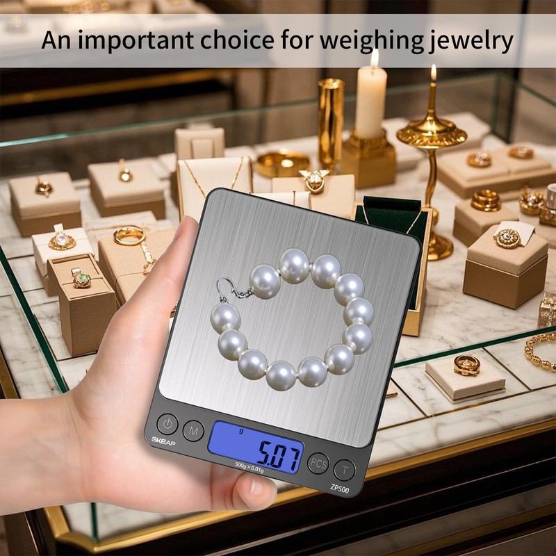 SKEAP Digital Jewelry Scale – 500g x 0.01g Precision Gold