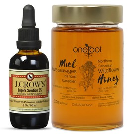 J.CROW'S® Lugol's 2% Iodine Solution & 1.1 lbs of Natural Wildflower Honey, Rich in Enzymes & Antioxidants