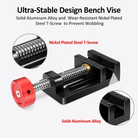 ArtyMaster Mini Drill Press Vise with Rubber Soft Jaws, 0-2.48" Clamping Range Mini Vice Clamp for Crafts, Jewelry Making, Modeling and Repairs, Precision Aluminum Small Vise for Small Projects