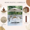 LAGarden 7' Patio Khaki Umbrella with Tassels UPF50+ Boho Style