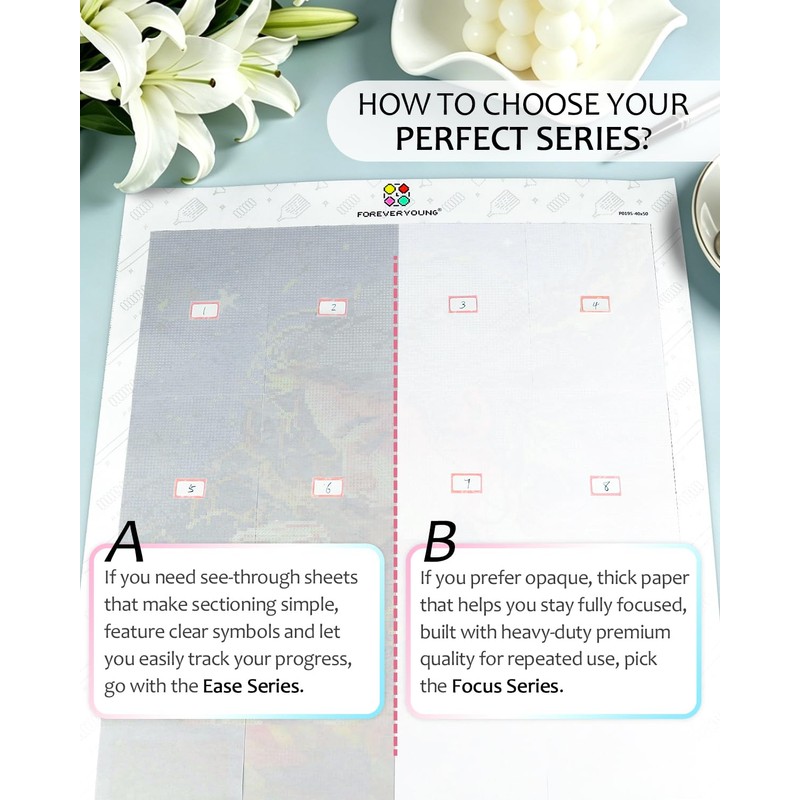 ForeverYoung Ease Reusable Release Paper for Diamond Art Sectioning 300PCS