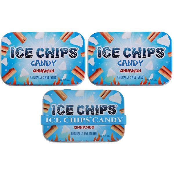 ICE CHIPS Xylitol Candy Tins (Cinnamon, 3 Pack) - Includes BAND as shown