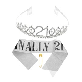 Ipetboom Birthday Tiara with Sash Rhinestone Crown and Headband for Birthday Parties Safe Lightweight Materials for Photography Props and Celebrations