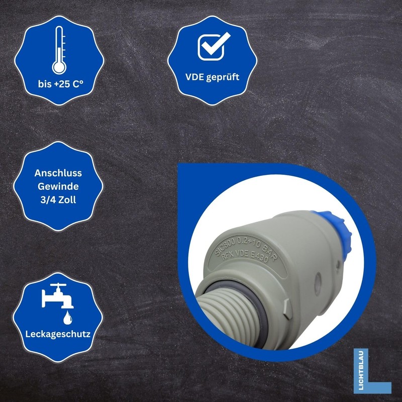 Lichtblau Aquastop Hose 2.5 m 2990 Connection Washing Machine Dishwasher