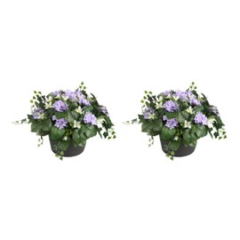 Haute Decor Purple Hydrangea Urn Planter Filler with Adjustable Height (2 Urn Fillers) Maintenance-Free Flowers and Greenery for Outdoor Use - Made with 50% Recycled Plastic