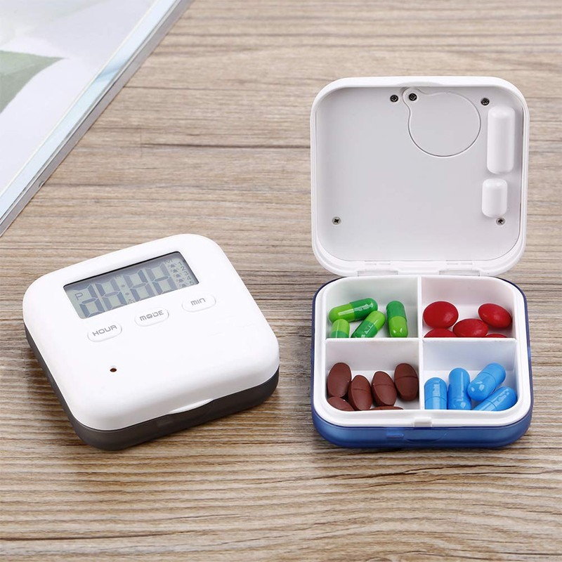 SUPVOX Electronic Pill Box with 4 Compartments 5 Reminder Time