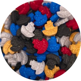 NCS Red, Yellow, Blue, Silver and Black Pirate Ship Edible Candy Sprinkles, 8 ounces - Great for Cupcakes, Cookies, Cakes, Cakes Pops, Donuts