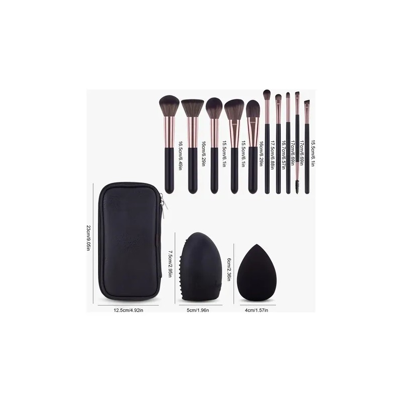 Set De Brochas De Maquillaje De 13 Piezas Con Esponja