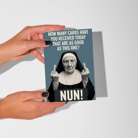 LimaLima Funny Rude Birthday Card – Hilarious Nun Joke Card for Men or Women – Offensive Adult Humor Greeting for Friends, Him or Her