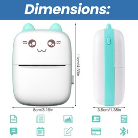 AMHUB Mini Portable Printer | Bluetooth Label Printer | Portable Thermal Printer with 1x Roll | Smartphone Inkless Pocket Printer Perfect for Home, Crafts and Travel. App Connectivity (Fun Print)