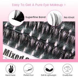 Lash Clusters Fluffy Individual Eyelashes 275 Pcs 80D+100D+180D DIY Lash Extensions Thick Cluster Lashes 10-18mm Natural Eyelash Clusters Russian D Curl Volume Eyelash Extensions at Home