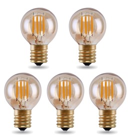 Lxcom Lighting G40 LED Light Bulb 2W Vintage Edison Globe Light Bulb 2200K Warm White G40 Amber Glass E17 Intermediate Base Decorative String Light Bulbs Outdoor Replacement Bulbs, AC120V(5 Pack)