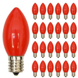 GOOTHY 25 Pack C9 Red Christmas Light Bulbs, E17 Base Incandescent Replacement Bulbs for Outdoor Christmas String Lights, Candle Lamps, 7 Watt Night Lights Bulbs, 120 Volt - Red