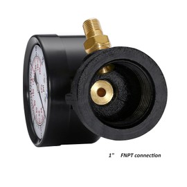 CARBO Instruments Gas Test Pressure Gauge, 1” FNPT Connection, Brass Valve, Chrome Plated Steel Body Assembly. (Steel Black, 1" FNPT 0-30 psi)