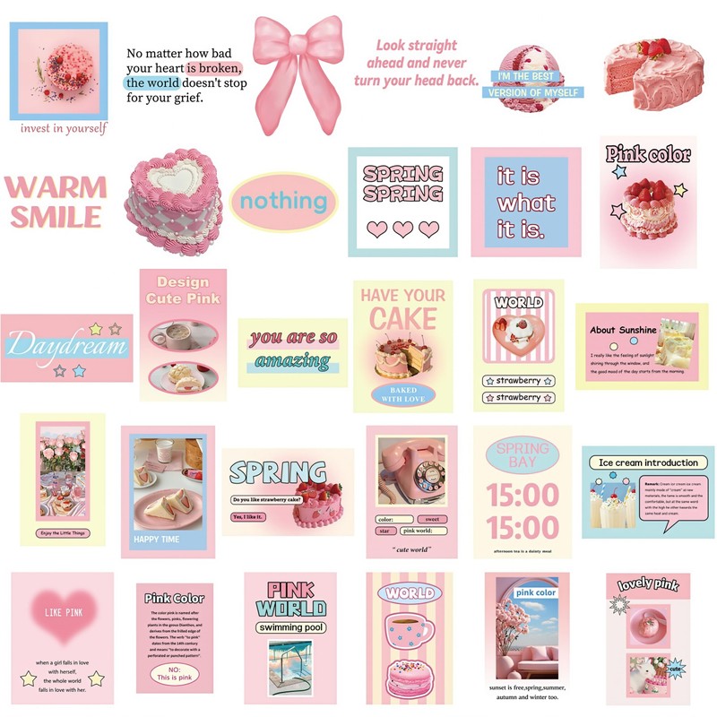 120Pcs Pink Ballet Aesthetic Stickers with Positive Affirmation Quotes