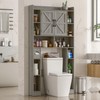 Farmhouse Storage Cabinet Over Toilet with Barn Doors，Over The Toilet