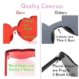 OLINOWL Yoela Heart Thick Oversized Rimless Sunglasses Transparent Heart Shape Eyewear Colorful Glasses Party Favors