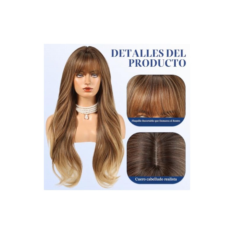 HAIRCUBE Peluca Larga Con Flequillo Rizada Y En Capas Para