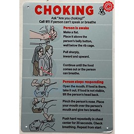 CHOKING POSTER SIGN - Resturant CHOKING POSTER SIGN (Blue REFLECTIVE. 10X12 INCH,HEAVY DUTY, RUST FREE, ALUMINIUM)