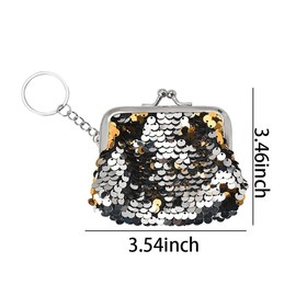 Mini Coin Purse Keychain Sequin Wallets for Women Coin Purse Handbag Small Wallet Pouch Reversible Sequin Purses for Women Girls Glitter Sequin Bag Handbag Cute Small Purse 2Pcs