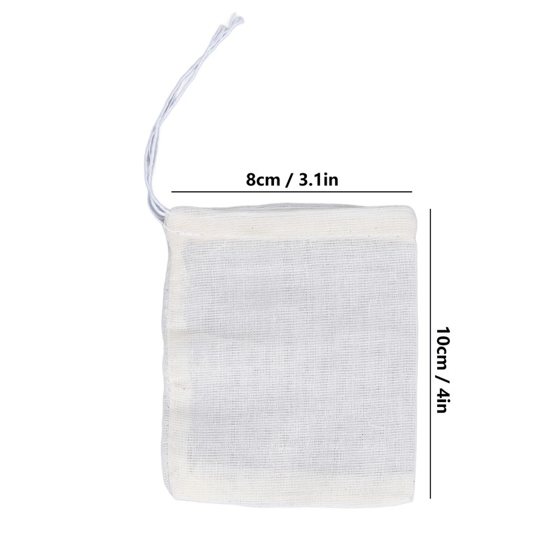 100Pcs Drawstring Cotton Bags 8cmx10cm Reusable Filter Tea Residue Environmentally