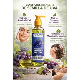 ACEITE DE SEMILLA DE UVA 100% PURO. 250 ml