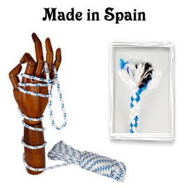 Seil aus Polyester, hohe Zähigkeit, geflochten, 6 mm x 10 m, hergestellt in Spanien, Weiß mit Blau