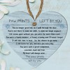 Paw Prints Left by You Memorial Heart Plaque with Inspirational