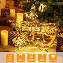 【2 Packs】Fairy Lights, 39FT 120LED USB Twinkle Lights With Remote Control, 8 Modes, Timing & Dimmable String Lights, Warm White Fairy String Lights For Christmas Bedroom Indoor Outdoor Home Room Decor