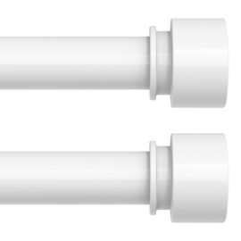 VOIIY White Curtain Rods 2 Pack for Windows 28 to 48 Inch, Heavy Duty 1'' Diameter Adjustable Window Drapery Rod Set of 2, Modern and Simple Decorative End Cap Finish, Matte White(30"-60")