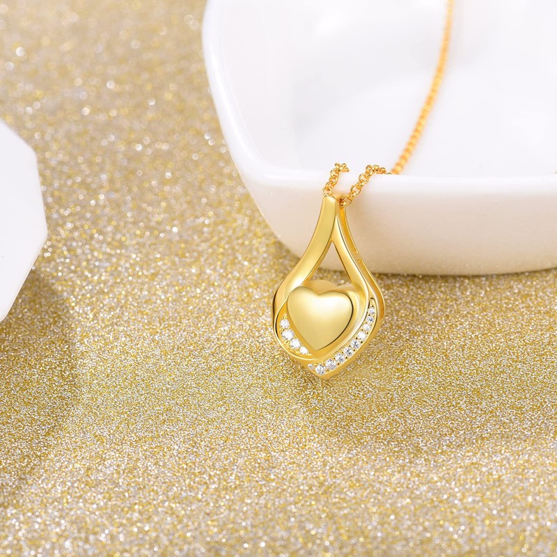 Cremation Jewelry 925 Sterling Silver Teardrop Urn Necklace for Ashes
