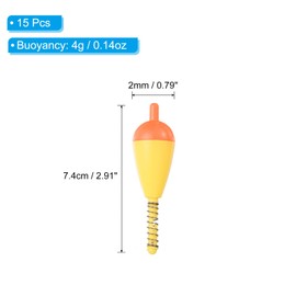 PATIKIL Fishing Float Bobbers, 15 Pack Hard ABS Oval Stick Spring Slip Bobber for Crappie Trout Bass Fishing, Orange