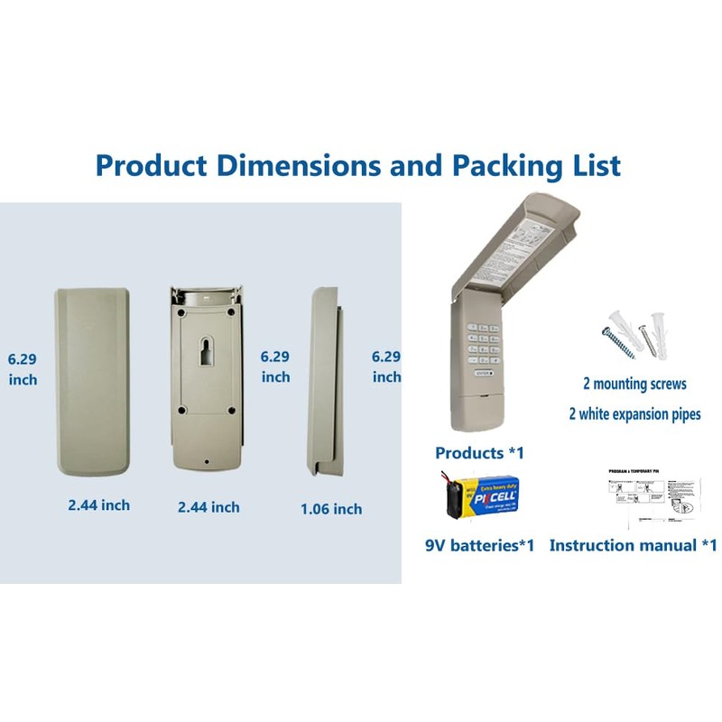 Universal Garage Door Opener Keypad for Liftmaster Chamberlain Craftsman Wayne